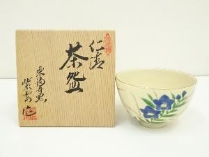 京焼　橋本紫雲造　仁清花図茶碗（共箱）